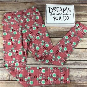 LuLaRoe Peach & Green Geometric Leggings NWOT